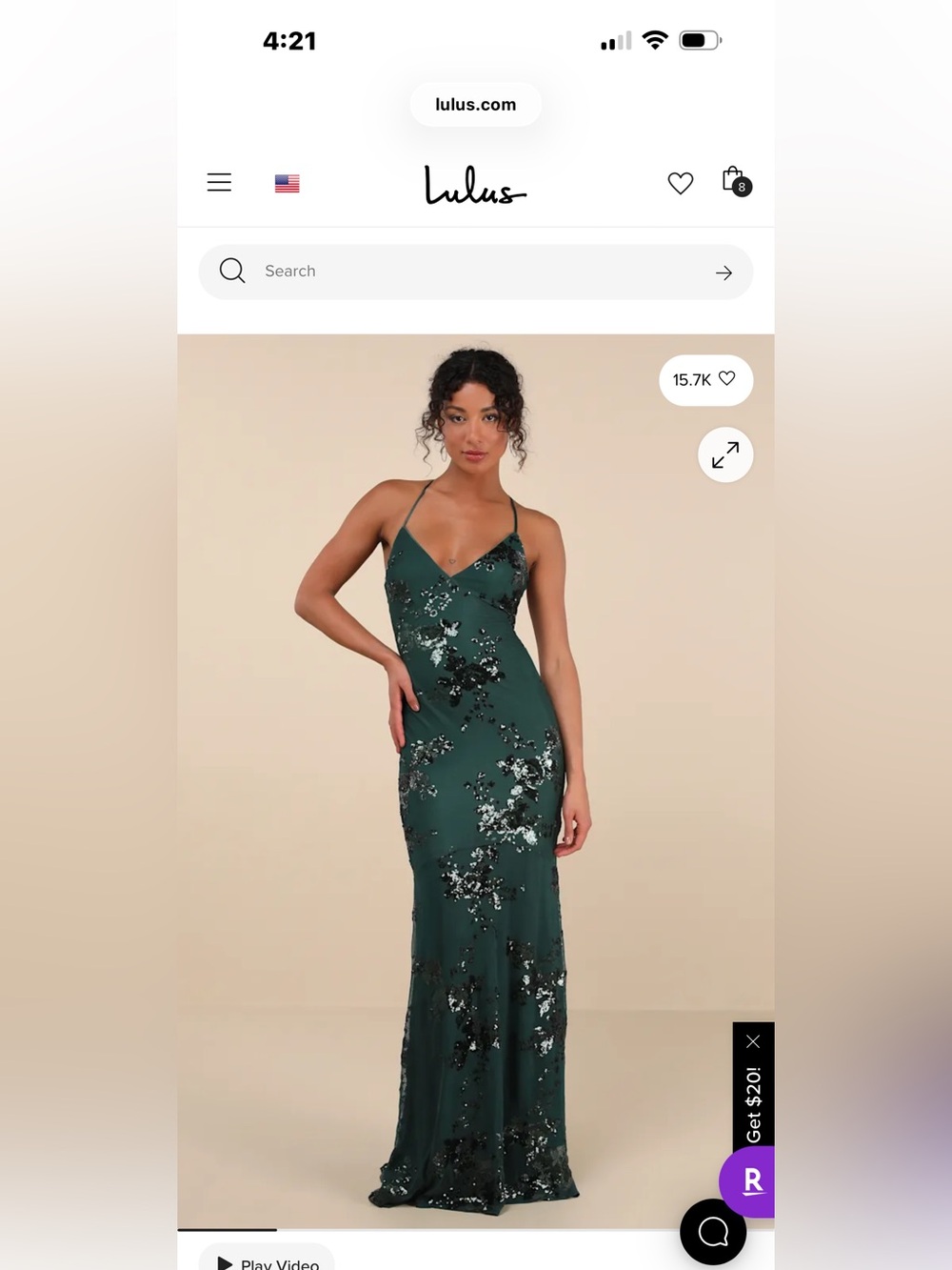 Lulus Valhalla Forest Green Sequin Lace-Up Maxi Dress small (new with tags)